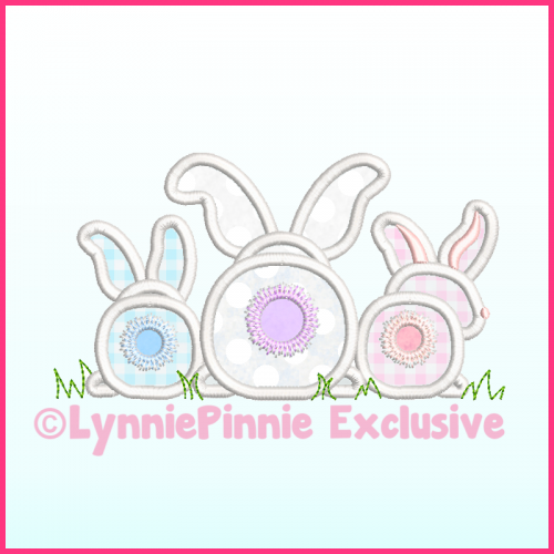 Big Bottom Bunnies Applique  Machine Embroidery Design File 4x4 5x7 6x10