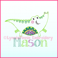 Colorwork Tribal Alligator Machine Embroidery Design File 4x4 5x7 6x10