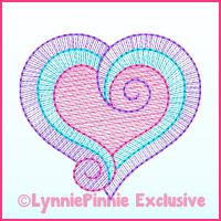 Sketch Fill Swirl Heart Machine Embroidery Design File 4x4 5x7 6x10