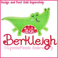 Happy Alligator Applique Machine Embroidery Design File 4x4 5x7 6x10