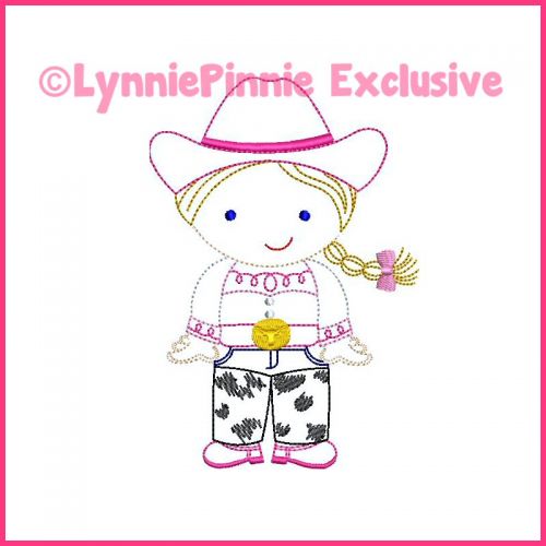 ColorWork Cutie Cowgirl Machine Embroidery Design File 4x4 5x7 6x10