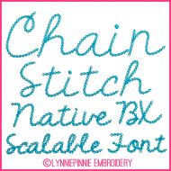 The Fighter Chain Stitch Font Uppercase & Lowercase Font DIGITAL Embroidery Machine File -- 5 sizes + Native BX Embroidery Font Scalable