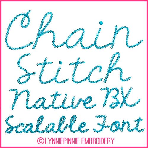 The Fighter Chain Stitch Font Uppercase & Lowercase Font DIGITAL Embroidery Machine File -- 5 sizes + Native BX Embroidery Font Scalable