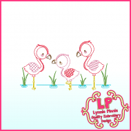 ColorWork Flamingos Machine Embroidery Design 4x4 5x7 6x10