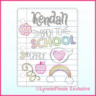 Back to School Notebook Paper Doodles SET Applique & Sketch Scribble Machine Embroidery Design File 4x4 5x7 6x10