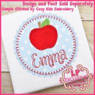 Back to School Fancy Apple Frame Circle Bold Blanket Stitch Applique Machine Embroidery Design File 4x4 5x7 6x10