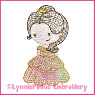Yellow Princess (optional mylar) ColorWork Sketch Machine Embroidery Design File 4x4 5x7