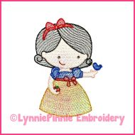 Apple Princess (optional mylar) ColorWork Sketch Machine Embroidery Design File 4x4 5x7