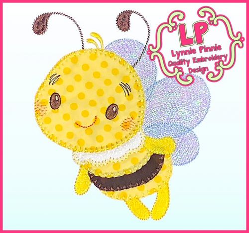 Bold Blanket Stitch Applique Bee with Optional Mylar Wings Machine Embroidery Design File 4x4 5x7 6x10