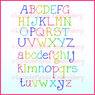 CurlyGirl Colored Pencil Sketch Serif Font  -  DIGITAL Embroidery Machine File -- 3 sizes + BX