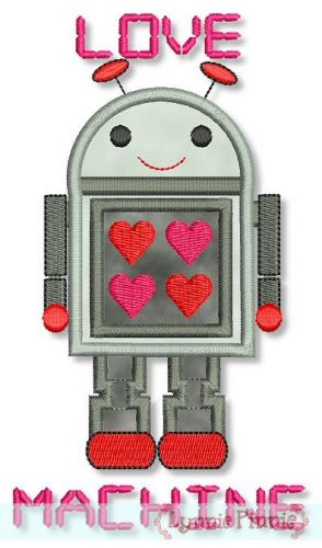 Love Machine Robot Applique 4x4 5x7