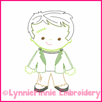 Lil Frankenstein Colorwork Sketch Embroidery Design 4x4 5x7 6x10