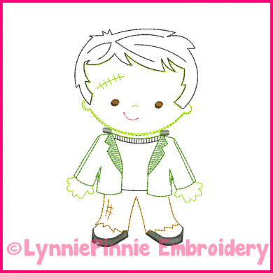 Lil Frankenstein Colorwork Sketch Embroidery Design 4x4 5x7 6x10