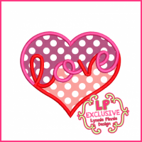 Love Heart Applique 4x4 5x7 6x10 7x11