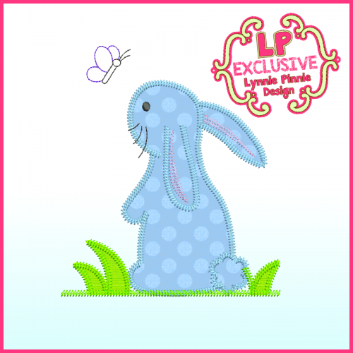 Triple Zig Zag Bunny Applique Machine Embroidery Design File 4x4 5x7 6x10