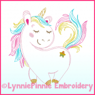 ColorWork Rainbow Unicorn Embroidery Design File 4x4 5x7 6x10 7x11