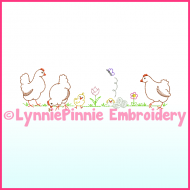 ColorWork Simple Chickens Machine Embroidery Design File 4x4 5x7 6x10