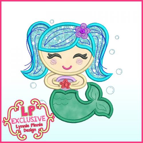 Colorful Mermaid Applique Machine Embroidery Design File 4x4 5x7 6x10