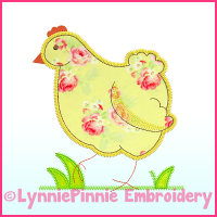 Triple Zig Zag Chicken Applique Machine Embroidery Design File 4x4 5x7 6x10