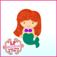 Triple Zig Zag Applique Mermaid Princess Cutie Embroidery Design File 4x4 5x7 6x10