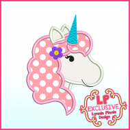 Pretty Unicorn Applique Machine Embroidery Design File 4x4 5x7 6x10