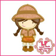 Safari Girl Applique Machine Embroidery Design File 4x4 5x7 6x10