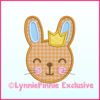 Boy Bunny with Crown Applique Machine Embroidery Design File 4x4 5x7 6x10