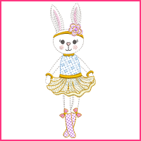 Colorwork Bunny Princess 2 Machine Embroidery Design File 4x4 5x7 6x10