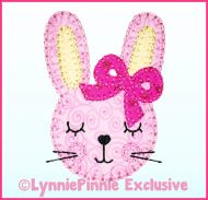 Bunny with Bow Applique - Bold Blanket Stitch Machine Embroidery Design File 4x4 5x7 6x10