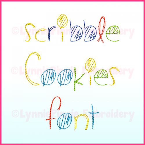 Scribble Cookies Font Triple Sketch DIGITAL Embroidery Machine File -- 3 sizes + BX