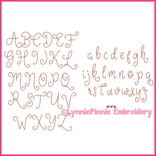 Arielle Script Hand Stitch Style Triple Bean Stitch Font Uppercase