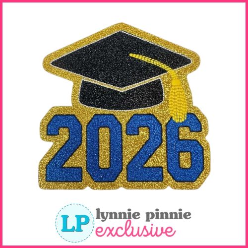 2026 Graduation Cap Faux Chenille HTV Embroidery Design File 4x4 5x7 6x10 7x11
