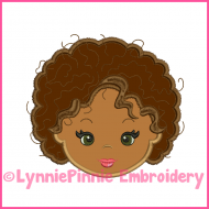 Natural Curly Hair Cutie Girl Applique Design 4x4 5x7 6x10 7x11