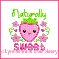 Naturally Sweet Strawberry Applique Design 4x4 5x7 6x10 7x11