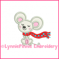 Winter Mouse Applique 4x4 5x7 6x10 Machine Embroidery Digital Design File