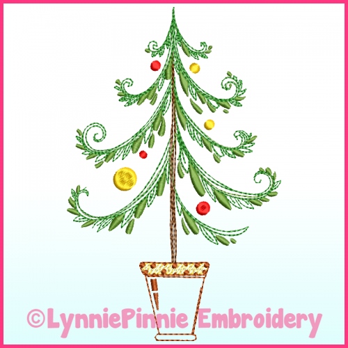 Fancy ColorWork Christmas Tree 1 Machine Embroidery Design File 4x4 5x7 6x10