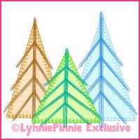 Scribble Stitch Tree Trio 2 Applique Machine Embroidery Design File 4x4 5x7 6x10