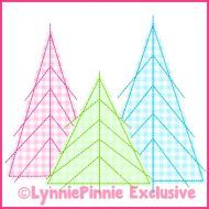 Tree Trio 2 Triple Run Stitch Applique Machine Embroidery Design File 4x4 5x7 6x10