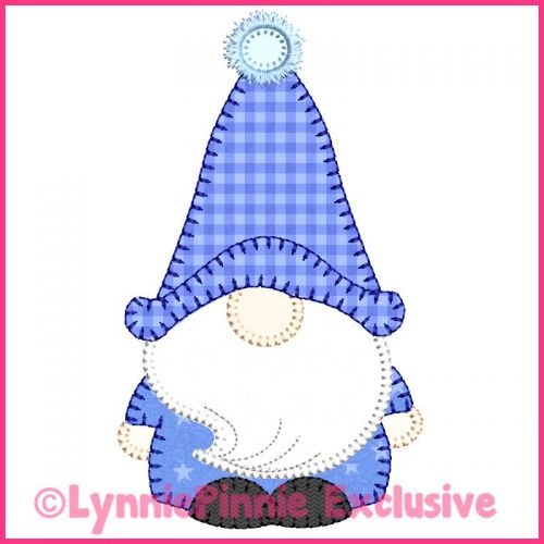 Winter Gnome Boy 2 Blanket Stitch Applique Machine Embroidery Design File 4x4 5x7 6x10