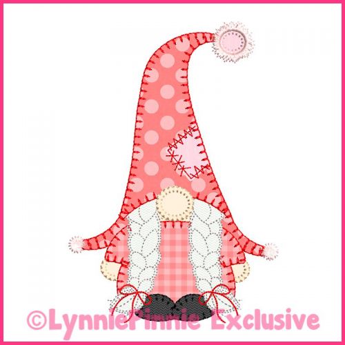 Winter Gnome Girl Blanket Stitch Applique Machine Embroidery Design File 4x4 5x7 6x10