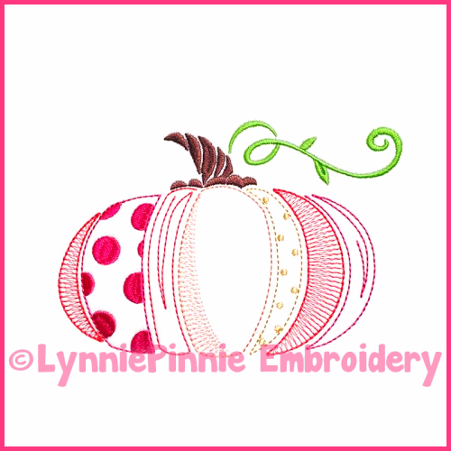 Vintage Fancy Pumpkin 1 ColorWork Sketch Embroidery Design 4x4 5x7 6x10 7x11