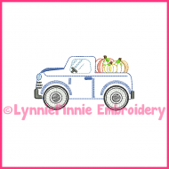 ColorWork Vintage Fall Truck with Pumpkins Embroidery Design 4x4 5x7 6x10 7x11