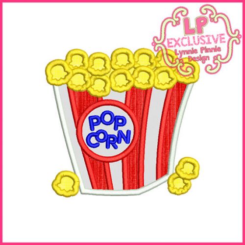 Popcorn Bucket Applique 4x4 5x7 6x10 Machine Embroidery Digital Design File 