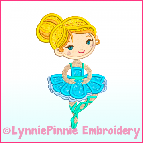 Ballerina Applique 2 Machine Embroidery Design File 4x4 5x7 6x10