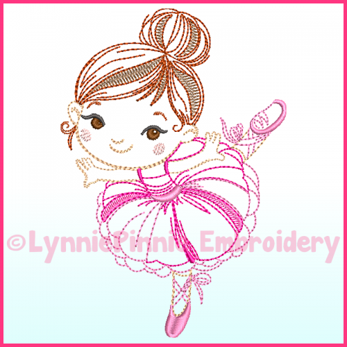 ColorWork Ballerina 1 Machine Embroidery Design File 4x4 5x7 6x10