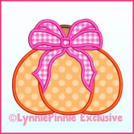 Big Bow Pumpkin Satin Stitch Applique Machine Embroidery Design File 5x7 6x10