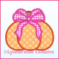 Big Bow Pumpkin Satin Stitch Applique Machine Embroidery Design File 5x7 6x10