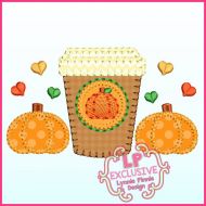 Bold Blanket Stitch Pumpkin Spice Latte Applique Machine Embroidery Design File 4x4 5x7 6x10