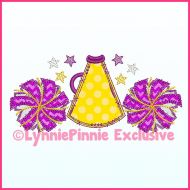 Crafty Applique Megaphone & Pom Poms Machine Embroidery Design File 4x4 5x7 6x10