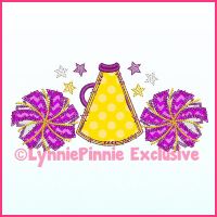 Crafty Applique Megaphone & Pom Poms Machine Embroidery Design File 4x4 5x7 6x10